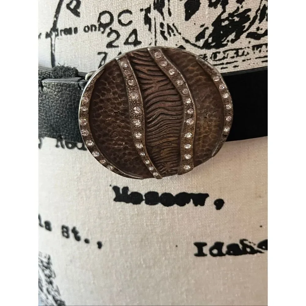 Chico's Black Leather Brown Hardware Women's Small Belt